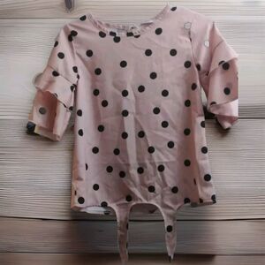 Trend Blossoms  Pink Polka-Dot Tie Front Crop Top NEW